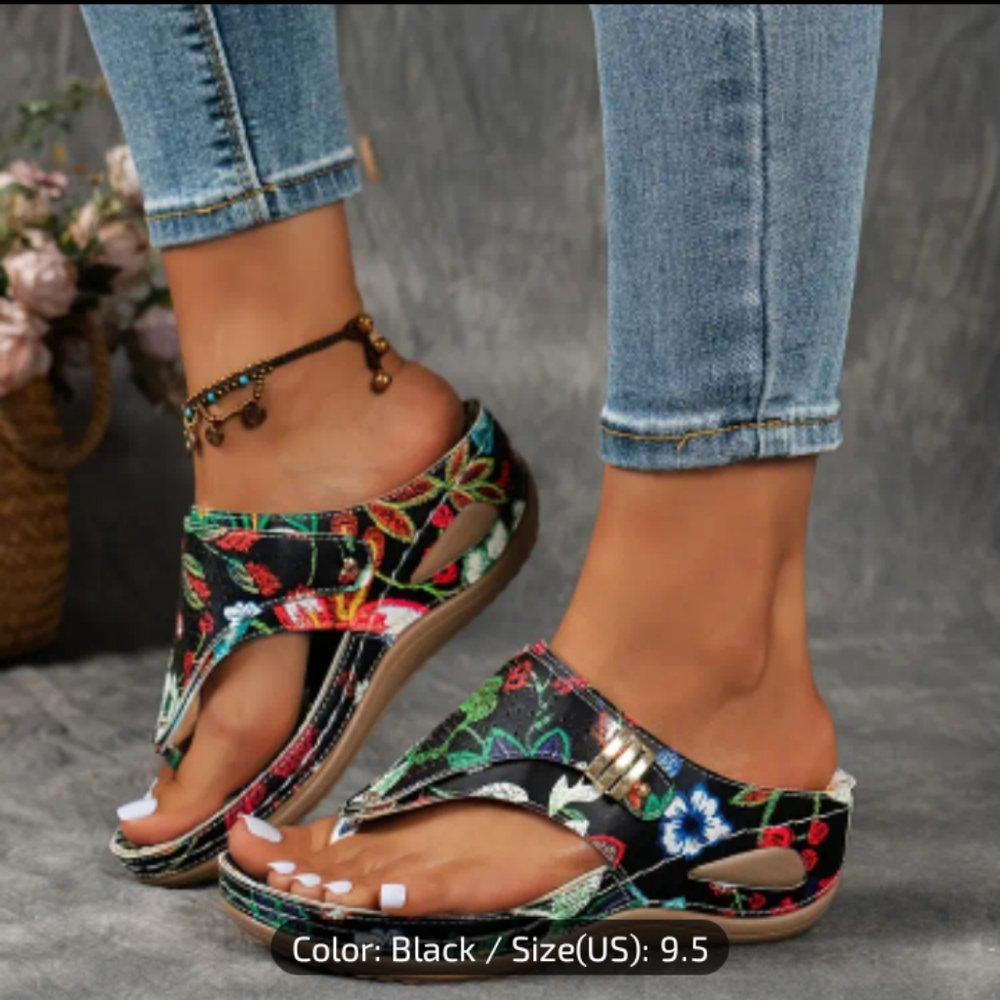 🎄 🎁 Floral Black  Women's Sandals